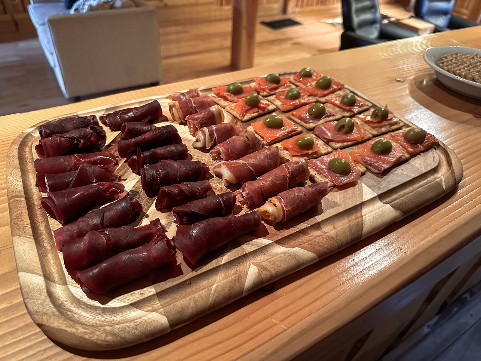 Gourmet appetizers board at the lodge